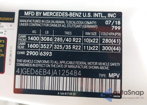 2018 Mercedes-Benz Amg Gle 43 Coupe 4Matic z USA, uszkodzony, nr VIN 4JGED6EB4JA125484